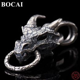Pendants BOCAI S925 Sterling Silver Pendants for Women Men New Fashion Chinese Dragon Head Amulet Punk Vintage Jewelry Free Shipping