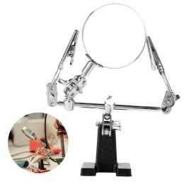 Equipments 3rd Hand Helping Tool Set 5X Magnifier Horseshoe Type Magnifying Lens & 2pcs Clamp Rotatable Jewelry Part Soldering Accessory