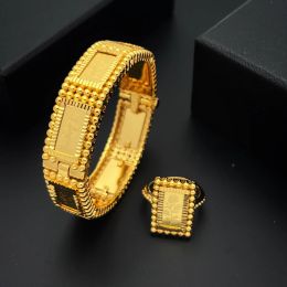 Bangles Hotsale Kuwait Golden Jewelry And Middle Eastern Handcrafted Bracelet and Ring Set Streamlined Design, Exquisite And Delicate