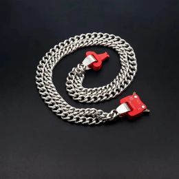 Bracelets Men Women 1017 ALYX 9SM Chain Necklace Red Double Chain Hiphop Street Unisex Metal Necklace Couple Accessories