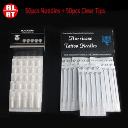Needles 50PCS 3RL 5RL 7RL 9RL 11RL Size Tattoo Needles + 50PCS 3/5/7/9/11RT Size Clear Disposable Tattoo Tips Tattoo Kit