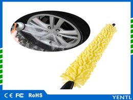 car wheel brush plastic handle vehicle cleaning brush wheel rims tire washing auto scrub car wash sponges tools yellow sponge5866652