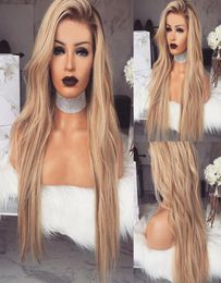New Women Fashion Ombre Blonde Long Curly Hair Wig Ladies Body Wavy Cosplay Wigs2254015
