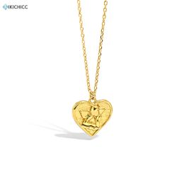 Necklaces Kikichicc 925 Sterling Silver Gold Cupid Heart Pendant Necklace Long Chain Luxury Jewelry Fashion Fine Jewelry 2020 Rock Puck