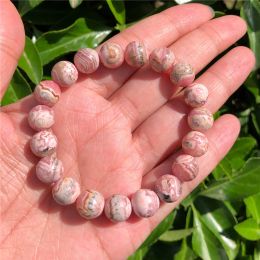 Bangles 1 Pc Fengbaowu Natural Argentina Rhodochrosite Bracelet Round Bead Crystal Quartz Healing Stone Women Jewellery Gift