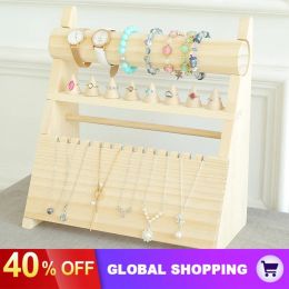 Rings Solid Wood Jewellery Rack Hanging Necklace Bracelet Jewellery Rack Ring Storage Rack Counter Display Jewellery Display Props