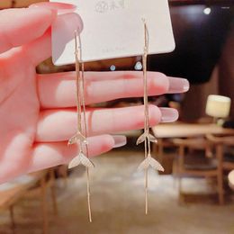 Dangle Earrings 2024 Long Tassel Double Fishtail Metal Creative Design Trend Jewelry Temperament Style Classic Shiny Gift