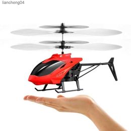 Electric/RC Aircraft RC Helicopter Remote Control Aircraft 2Ch Induction Interaction Children Electric Rc Flying Toy Plastic Flashing Light Plane Toy