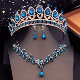 Necklaces Fashion Bridal Jewellery Sets With Tiaras for Princess Crown Necklace Earrings Set for Wedding Dress Bride Costume Accessories