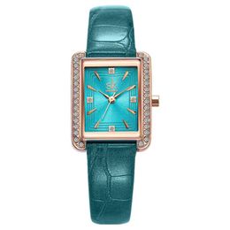 SK Brand Quartz watch cwp Modern Temperament Womens Watches Brilliant Ladies Watches 23 29MM Small Square Dial Diamond Wristwaches264l