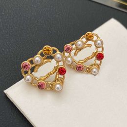 2024 Designer Copper Material Charm Stud Earring High-end Brand Earrings Letter Ear Loop Drop Inlaid Crystal Wedding Jewellery Gift Fashion Accessory
