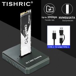 Boxs TISHRIC M.2 Solid Hard Disc Bases SATA/NVME Dual Protocol Docking Station 10Gbps SSD External TypeC/USB For WIN2000/XP/7/8/10