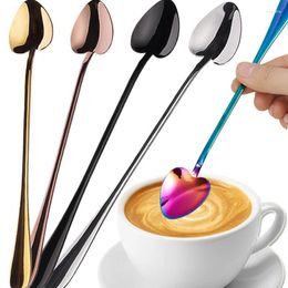 Coffee Scoops Creative Heart Shaped Spoon Stainless Steel Tea Stiring Spoons Long Handled Ice Cream Dessert Kitchen Accessories