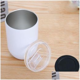 Mugs 300Ml Sublimation Egg-Shaped Coffee Mug Stainless Steel Tumbler Cup Cute Vacuum Flask Water Bottle Drop Delivery Home Garden Ki Dhsfc