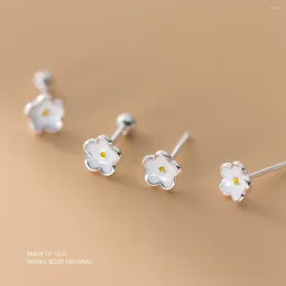 Stud Earrings LAVIFAM 925 Sterling Silver Sweet Five-petal Flower Drop Glue Thread Earring For Girl Kids Ins Simple Ear Jewellery