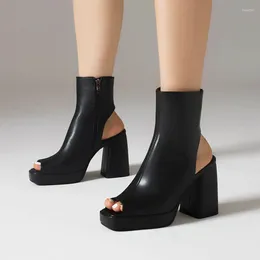 Sandals Ultra High Thick Heel Float Material With Hollowed Out Peep Toe Roman Side Zipper Platform Women's Heels