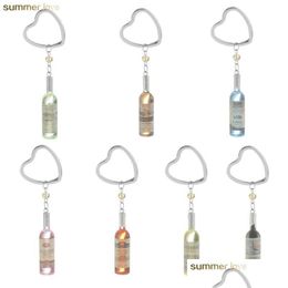 Key Rings Personality Design Resin Beer Bottle Beverage Key Chain Mobile Phone Bag Pendant Heart Ring Small Simation Jewelr Dhgarden Dh2Zu