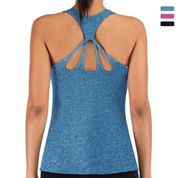 Active Shirts Sports Women'S Vest Summer Fitness Clothes Top Sexy Hollow Cross Beauty Back Sleeveless Yoga