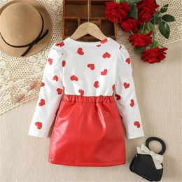 Clothing Sets Valentine S Day Kids Baby Girls Outfit Heart T-shirt Tops And A-line Skirt Set 2Pcs Clothes