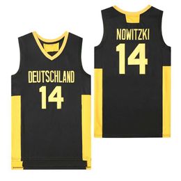 Herren-T-Shirts BG Basketball Trikots Deutschland 14 Nowitzki Trikot-Stickerei Billig hochwertige Outdoor Sports Black 2023 New Shirt