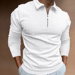New mens long sleeved T-shirt mens popular lapel summer 3D casual shirt daily polo shirt mens clothing 240221