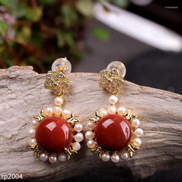 Stud Earrings KJJEAXCMY Boutique Jewelry S925 Sterling Silver Full Meat South Red Agate Female Clothing Accessories Earr