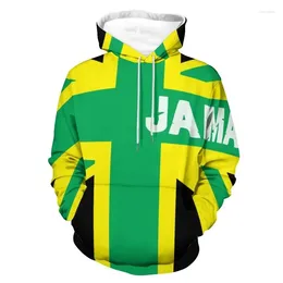 Men's Hoodies 3D Printed Jamaica Flag Hoodie For Men Cool Streetwear Long Sleeves Hooded Sweatshirt Drawstring Spring Pullover Autumn Coat