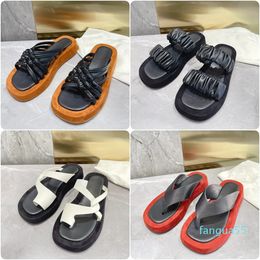 Flip Flops Sandals Flat Heels Platform Slider Fabric Sandal Rubber Slippers Fashion Summer Black White Sandals