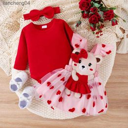 Clothing Sets ma baby 0-18M Christmas Newborn Infant Baby Girl Clothes Set Long Sleeve Red Romper Heart Print Skirt Headband Xmas Costumes D05