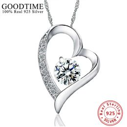 Necklaces Fashion Genuine Pure 100% 925 Sterling Silver Necklace For Women Jewelr Purple Zircon Heart Pendant Necklace Anniversary Gift