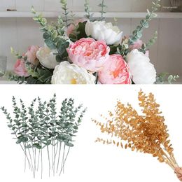 Decorative Flowers 5/10/12Pcs Artificial Eucalyptus Leaves Green Fake Plant Branches For Wedding Party Outdoor Home Garden Table Decoration