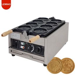 Electric 220V 110V Gold Coin Waffle Cake Machine 4pcs Korean Japanese Currency Maker Stainless Steel Commercial Or Household