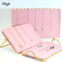 Display Hanging Jewellery Organiser Jewellery Stand Holder Display Stand with Jewellery Tray Base Gold Metal Frame Rack Holder