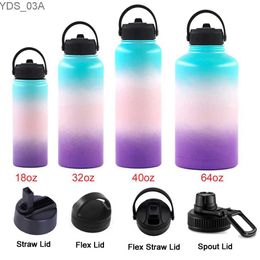 Water Bottles 18oz 32oz 40oz 64oz Stainless Steel Water Bottle with Straw Lid Large Capacity Hydroes Thermos Vacuum Insulated Flask for Sport YQ240221