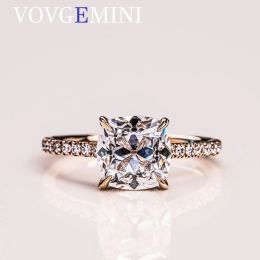 Rings VOVGEMIN 2ct 7.5mm Old Mine Cut Cushion Moissanite Ring 14k Yellow Gold Au750 Accessories For Women Luxury Fashion Jewellery Gift