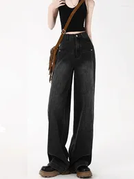 Women's Jeans Straight Y2k Women High Waisted Retro Wide Leg Streetwear Fashion Vintage Baggy Casual Mopping Denin Trousers