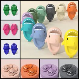 2024 Summer Beach Women Shark Slippers Men Slides Adult Kids Cartoon Slide Pink Blue Purple Comfortable Soft Indoor Outdoor Platform 36-47