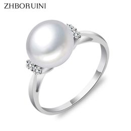 Rings ZHBORUINI Fashion Pearl Ring Pearl Jewellery Natural Freshwater Pearl 925 Sterling Silver Jewellery Rings For Women Wedding Gift