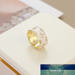 Simple White Enamel Flower Ring Women's Special-Interest Design High-Grade Internet Celebrity All-Match Light Luxury Index Finger Ring Jewelry