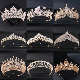 Jewellery Gold Colour Luxury Crystal Wedding Tiaras And Crowns Party Rhinestone Prom Bridal Diadem Crown Tiara For Women Bride Hair Jewellery