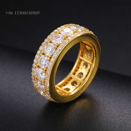 Sterling Sier Fine Jewellery Wedding Engagement Ring VVS D Colour Moissanite Diamond Men Gold Plated Eternity Band Rings