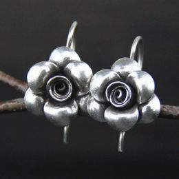 Earrings BOCAI New 100% S925 Silver Rose Earrings for Woman in Sterling AllMatch Small Flowers