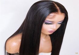 13x6 Straight Lace Front Human Hair Wigs For Black Women Plucked Long Part Natural Baby Hair Brazilian Remy Bleached Knots5893187