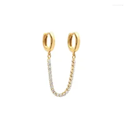 Dangle Earrings Unique Design Double Multi Piercing Fashion Jewelry Gold Color Tennis Chain Dangling Drop Earring