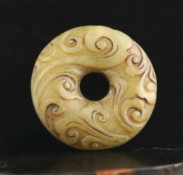 Pendants Old China Natural Jade Hand Carved statue flower pendant #22