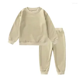 Clothing Sets Childrens Boy 2PCS Clothes Set Spring Autumn 2024 Cotton Solid Hoodie Korean Casual Sports Pants Suit Kids Boys Tracksuit