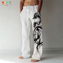 Pants Men's Dragon Casual Pants Fashion Trousers Baggy Animal Pants Pockets Drawstring Elastic Waist Beach Pants Yoga Comfort Soft