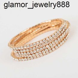 Hot Sale DIY Bracelet Jewellery 3mm Crystal Glass Stone Chain Single Row Gold Plated Rhinestone Stretch Bracelet