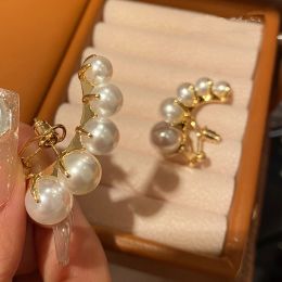 Earrings Stud Earrings For Women S925 Silver Needle Imitation Pearl Gold Plated Fine Jewelry Fashion Accessory Party Drop Earring