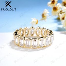 Rings Kuololit 6.3CTW Emerald and Oval Moissanite Rings for Men Women Yellow Gold 18K 14K 10K Sliver Band Ring for Engagement Wedding